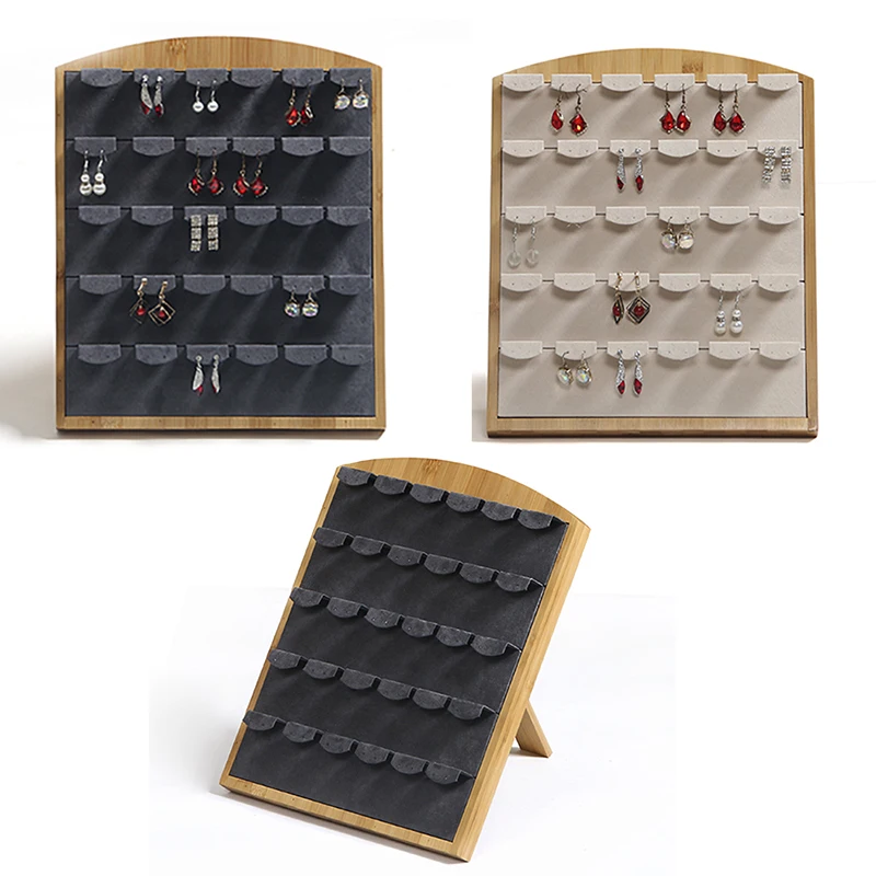

Fashion Bamboo Earring Display Rack Jewelry Organizer Stand Ear Stud Collection Storage Holder For Women