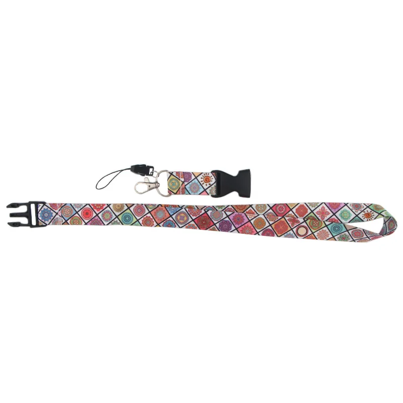P3986 Dongmanli Мандала брелок "Цветок" Lanyards держатель удостоверения личности ID карта Пропуск Тренажерный зал мобильный телефон USB бейдж держатель ключевой ремень