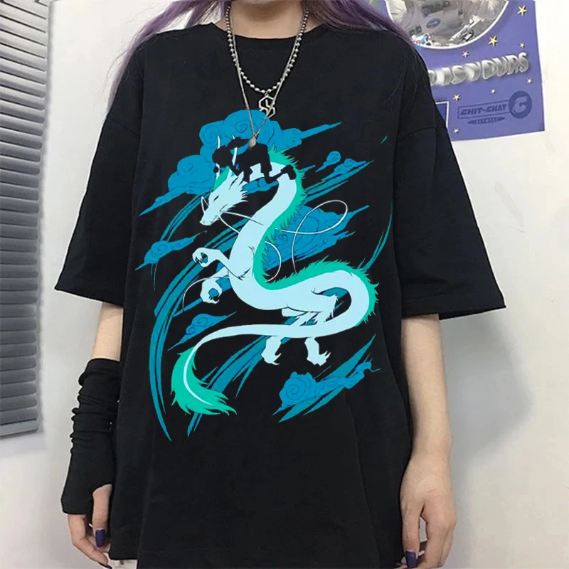 

Футболка женская футболки с аниме рисунком с коротким рукавом, Свободный Повседневный Топ в стиле Харадзюку, уличная одежда в стиле оверсай...