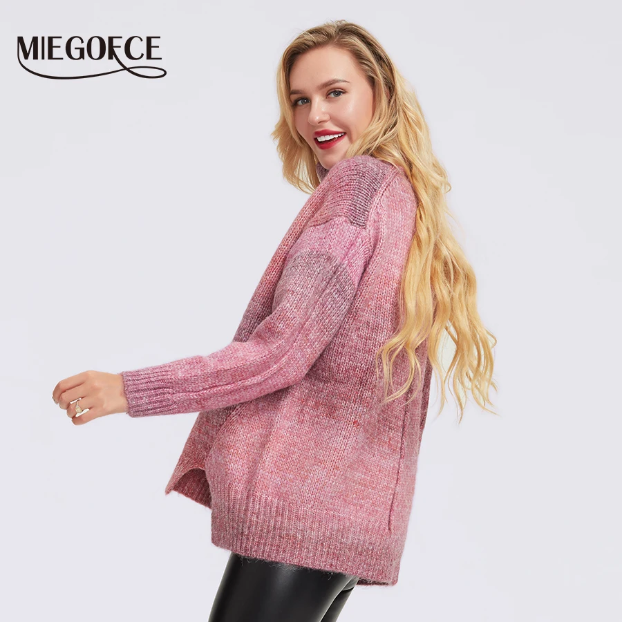 MIEGOFCE 2019 Водолазка Свитера женские зимние однотонное полиэфирное волокно вязаный