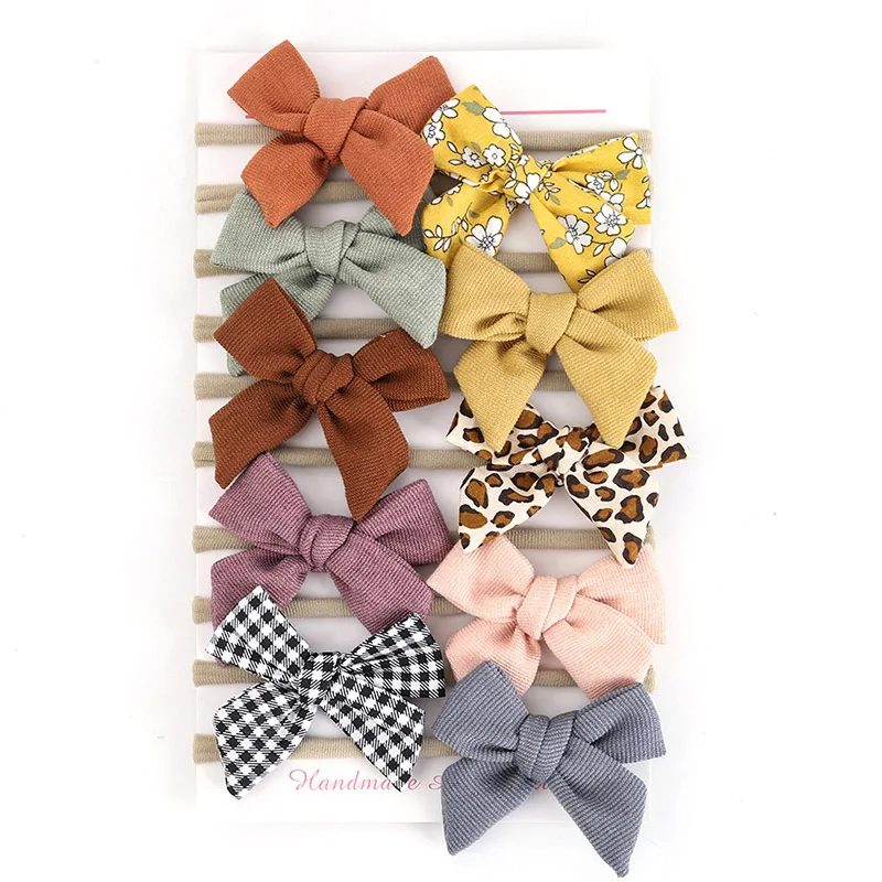 

10 Pcs/Set Newborn Baby Girl Headbands Summer Cute Floral Bows Elastic Princess Hairbands Child Kids Pearl Hair Accessories