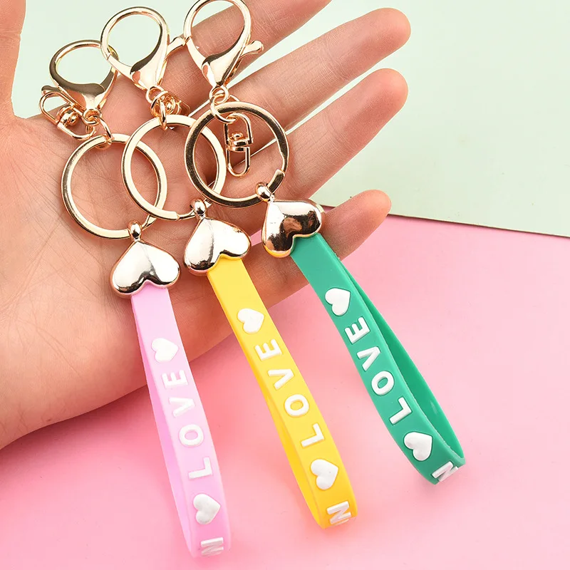 Дешевые простые милые брелки с сердечками Кожаные Веревки на запястье цепочка