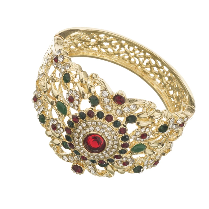 Gold mix red Дизайнерский марокканский стиль браслет ювелирные изделия Свадебные металлические стразы браслет - Окраска металла: Gold mix red