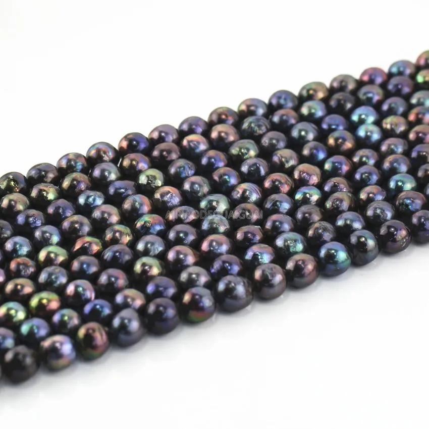 

APDGG Genuine Natural 12-13mm AA grade baroque nucleated black pearl strands loose beads women lady jewelry DIY