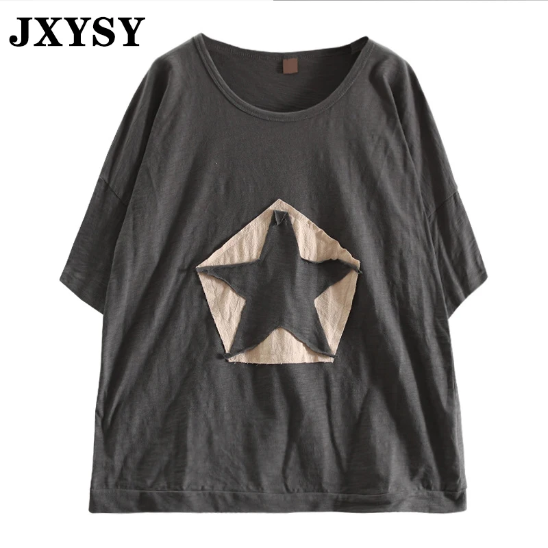 Женская футболка JXYSY Повседневная Свободная хлопковая с коротким рукавом и