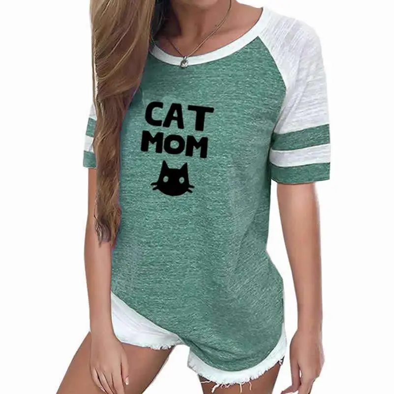 

Cat Mom Letters Print T-Shirt For Women Ragla Harajuku Plus Size Tops T-Shirt Female Summer Punk Cotton Japan