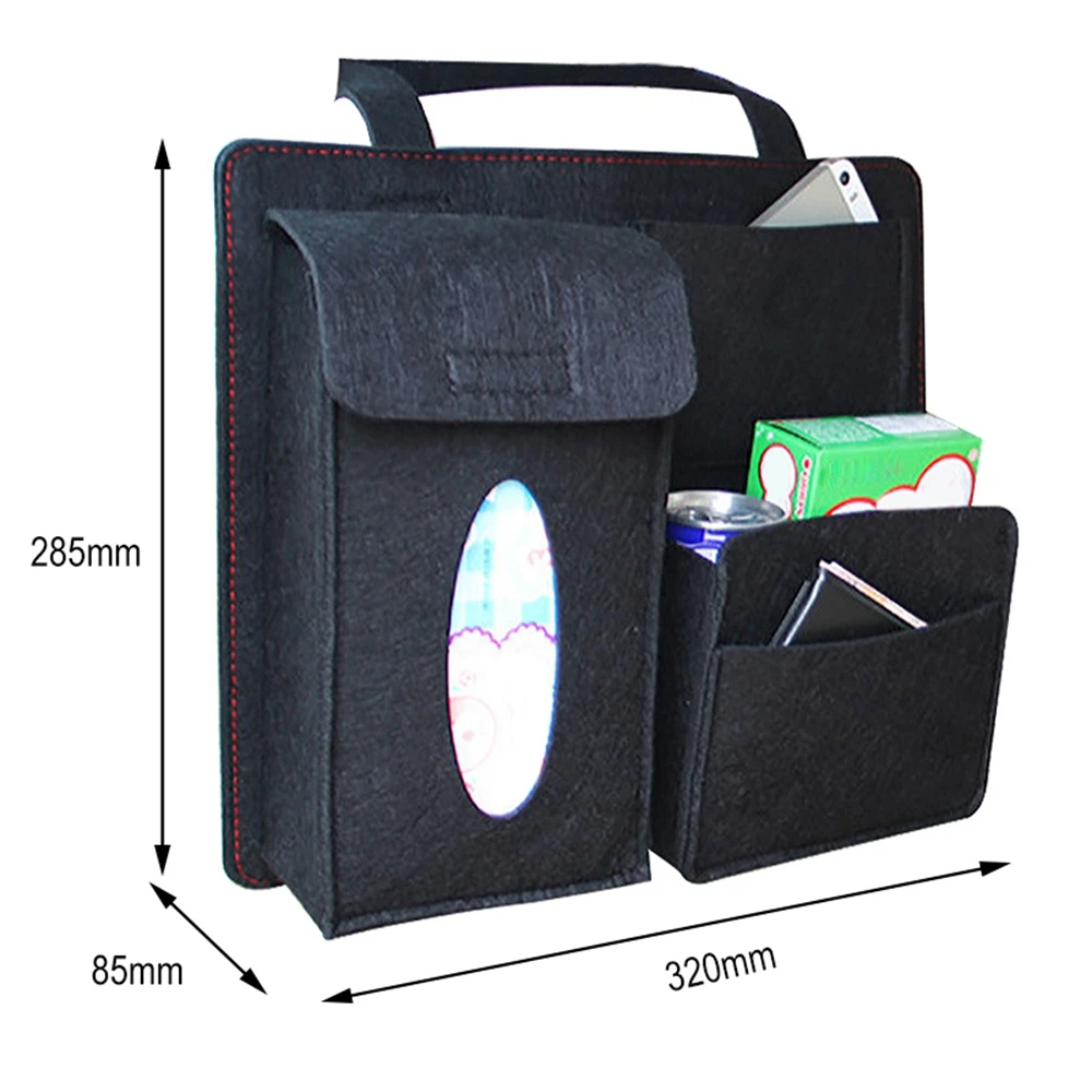 

Snack Debris Organizer Accessories Car Back Seat Storage Bag Organizer Hanging Bag Paper Towel Mobile Phone Storage Felt Bag