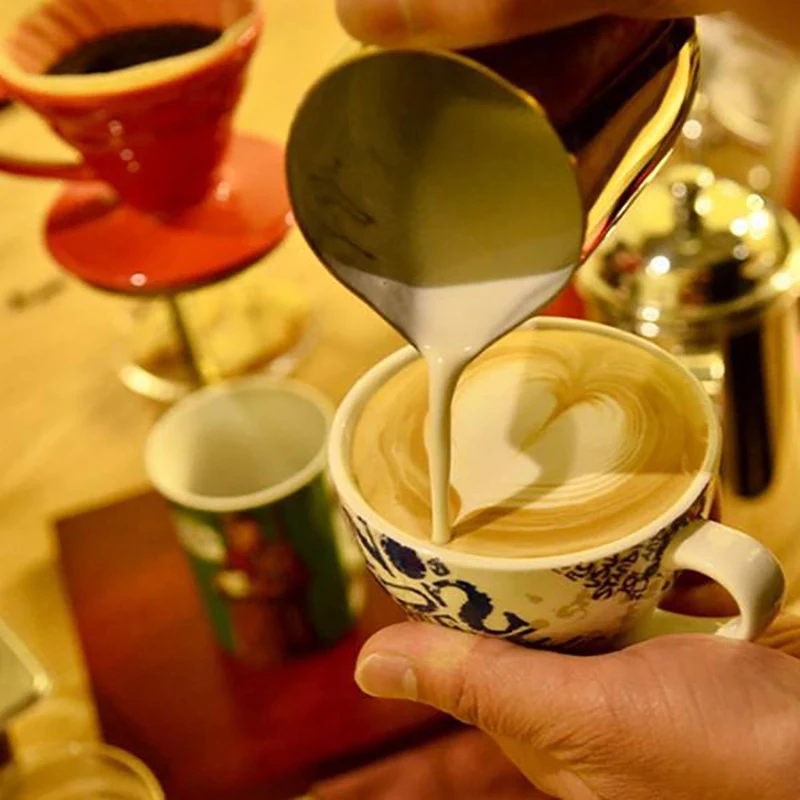 1 Set 350Ml Stainless Steel Latte Art Frothing Pitcher Barista Milk Jug Cup &amp Pcs Nordic Style Solid Wood Pot Pad | Дом и сад