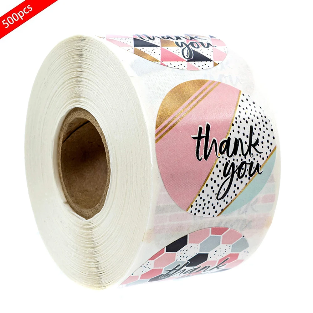 

1.5 Inch 500pcs Stickers Thank You Design Sealed Label Birthday Wedding Present Envelope Decoration Labels Scrapbooking Stickers