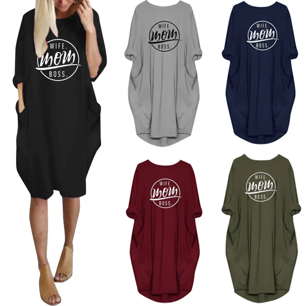 2019 женское летнее платье с длинным рукавом в стиле бохо принтом Короткое мини