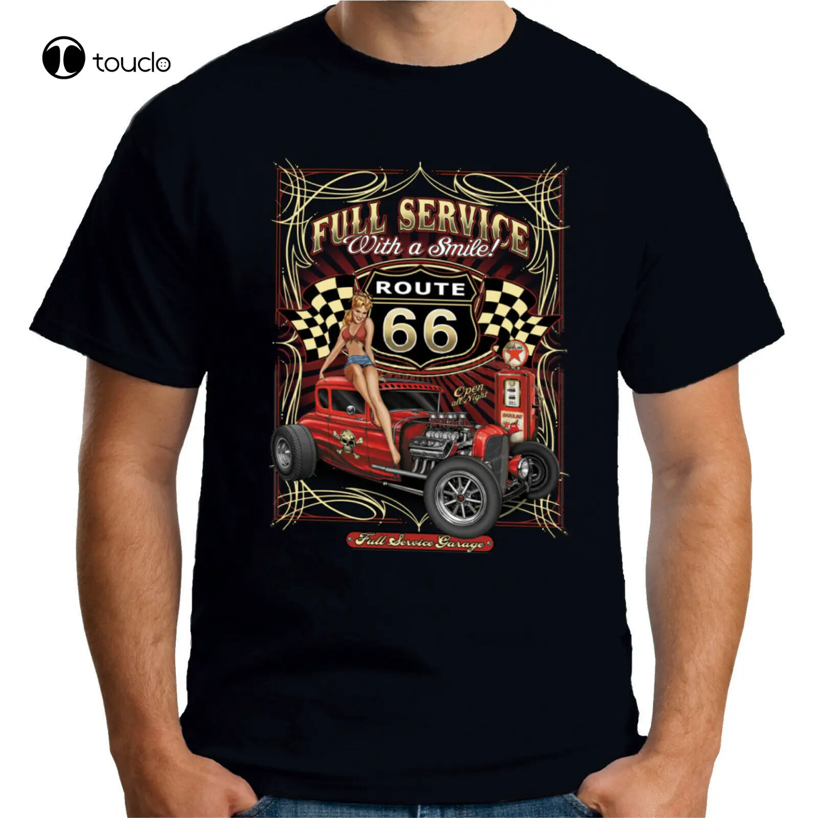 

Full Service Rockabilly Pin Up Hotrod Mens T-Shirt Tee Shirt Custom Aldult Teen Unisex Digital Printing Tee Shirt Xs-5Xl