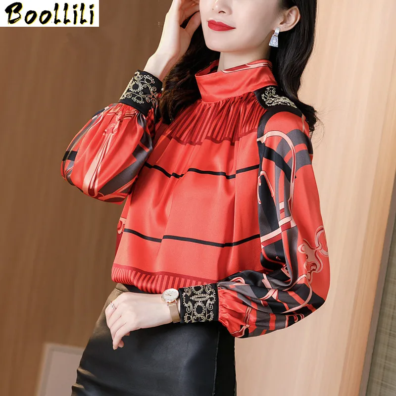 Women's Shirt 100% Real Silk Blouse Women Clothes 2020 Spring Autumn Vintage Shirt Women Tops Long Sleeve Blouses Ropa Mujer