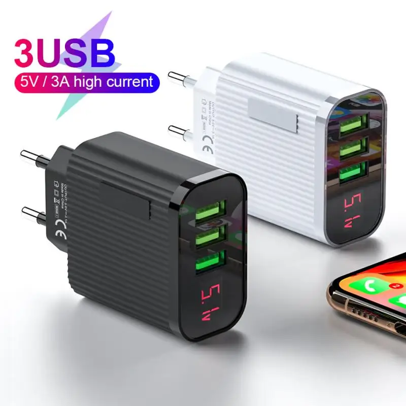 Портативное зарядное устройство для телефона с цифровым дисплеем 3 usb порта А