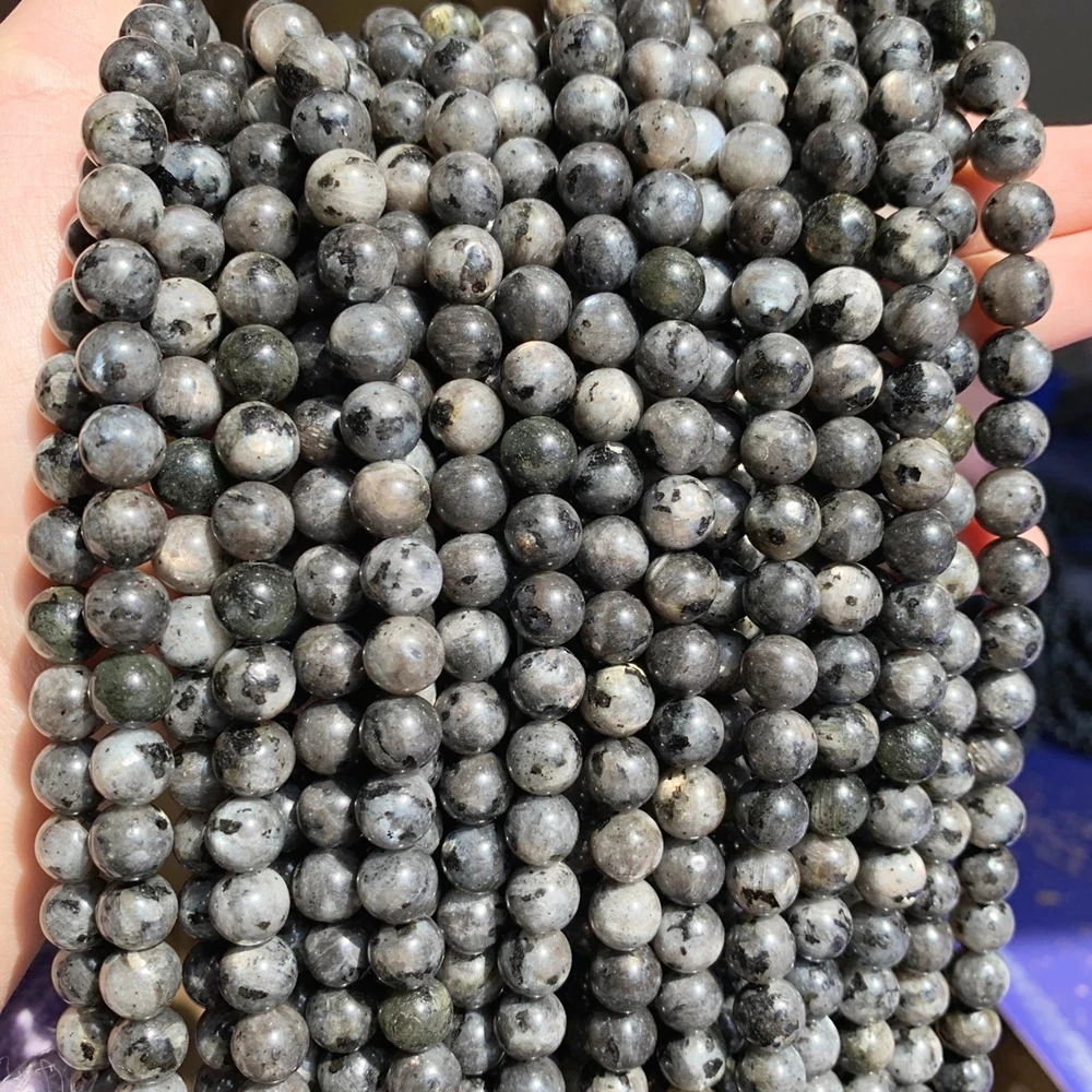 

Natural Labradorite Larvikite Stone Beads Black Round Loose Beads For Jewelry DIY Making Bracelet Accessories 15" 4/6/8/10/12mm