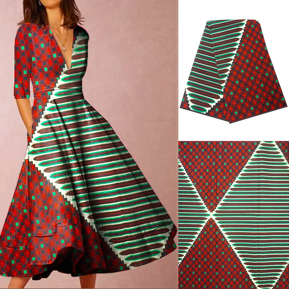 

African wax Fabrics Ankara Print Fabric 6 Yards Latest Nigeria Wax Guaranteed Real Ghana Wax Style For Women Dresses
