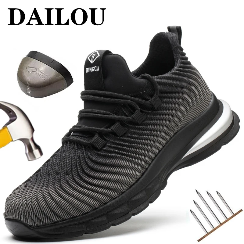 

Новые рабочие ботинки, мужские ботинки со стальным носком, дышащие мужские ботинки, непробиваемые защитные рабочие ботинки, легкая рабочая ...