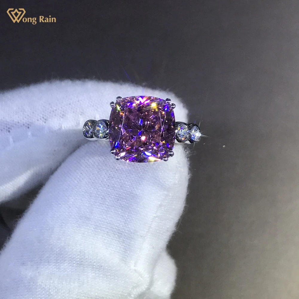 

Wong Rain Fahion 925 Sterling Silver 4 CT D Created Moissanite Gemstone Engagement Customized Ring Ladies Fine Jewelry Wholesale