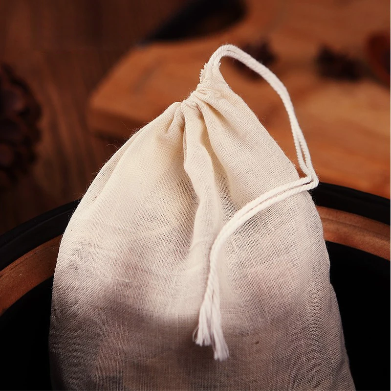 

20pcs/lot Multifunctional Cotton Drawstring Strainer Reusable Chinese Medicine Filter Bag Kitchen Soup Bag Tea Bags Healthy
