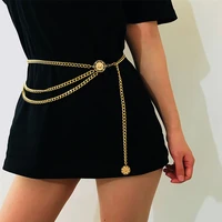 new bohemian retro style multilayer alloy waist chain body chain for women round pendant belly chain waist chain jewelry