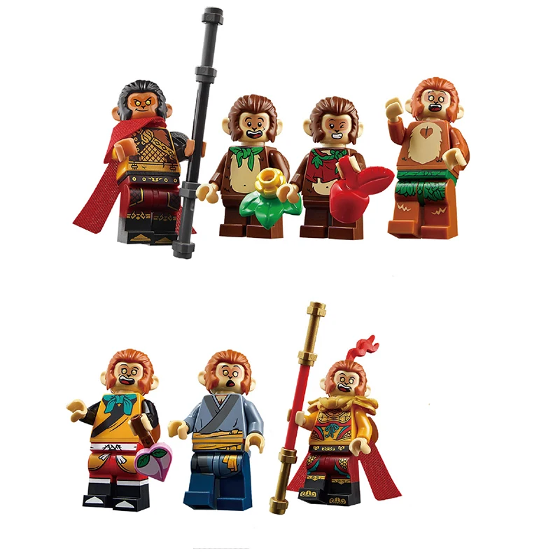 

1939pcs + 8Dolls Chinese Fairy Tale Monkey King Water Curtain Cave Model Building Block 8Minifigures Movie Street Scene Kid Toys
