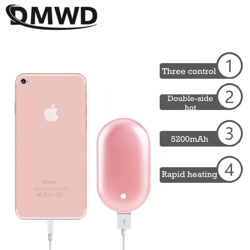 DMWD 2 в 1 Мини USB перезаряжаемая грелка для рук портативный 5200 мАч Внешний