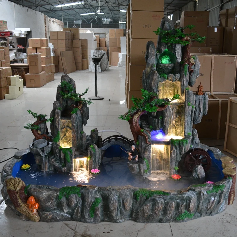 

Large Artificial Mountain and Fountain Fish Pond Courtyard Balcony Ball Decoration Feng Shui Wheel Floor Living Room and Hotel