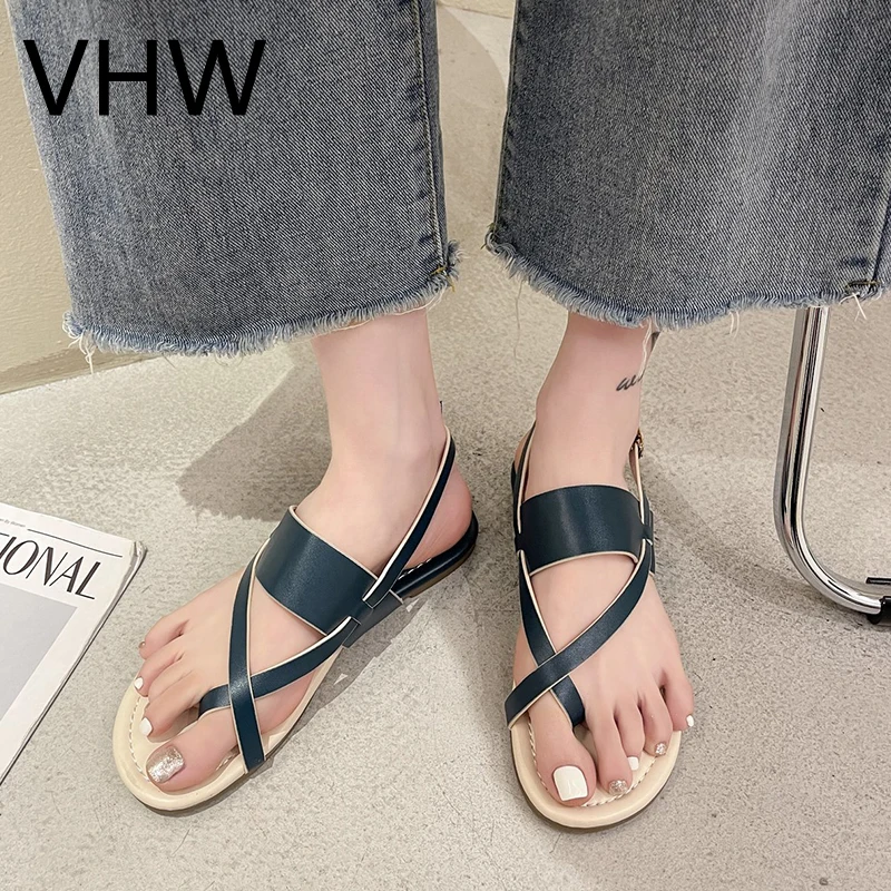 

Women Sandals 2021 Rome Style Fashion Open Toe Slippers Buckle Strap Flats Casual Outside Shoes Woman Beige Flip Flops Sandals