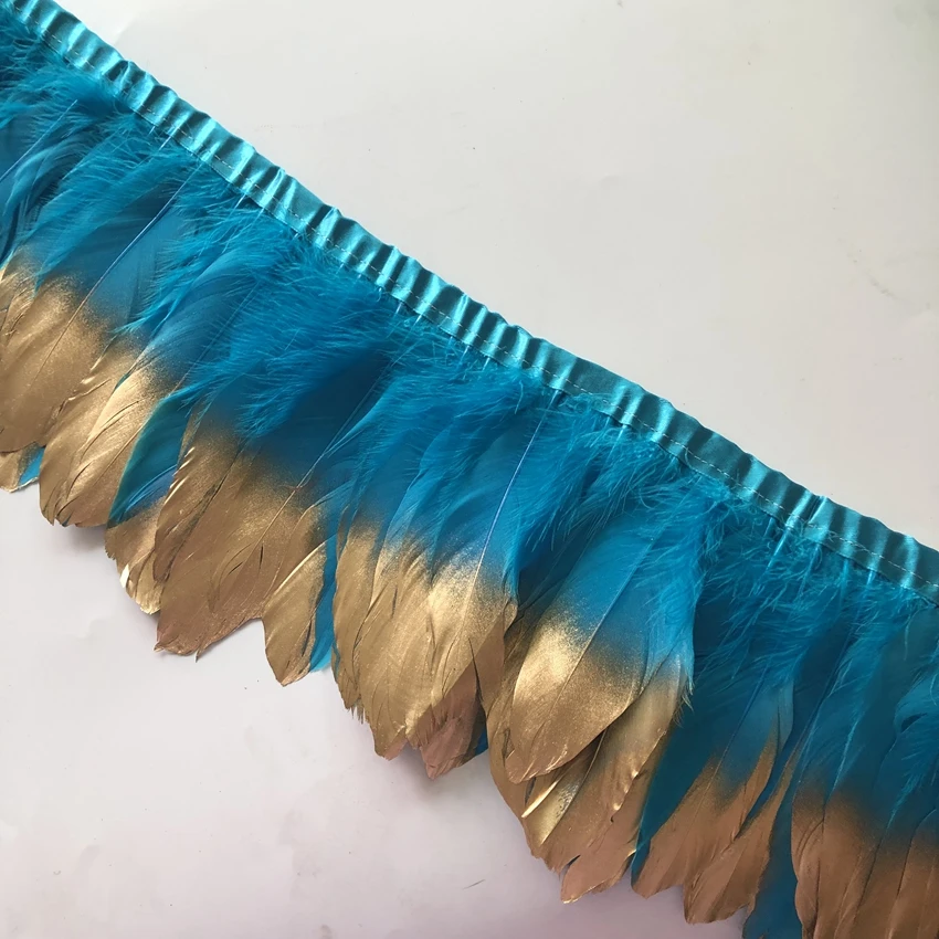 

Real Goose Feather Trims 4 Meters Dyed Geese Feather Ribbons/15-20cm Fringes Goose Feathers Cloth Belts DIY Decorative 19 Colors