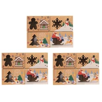 12pcs cookie gift boxes bakery treat box with 4 style transparent window christmas tree snowman sled snowflake boxes for cooki