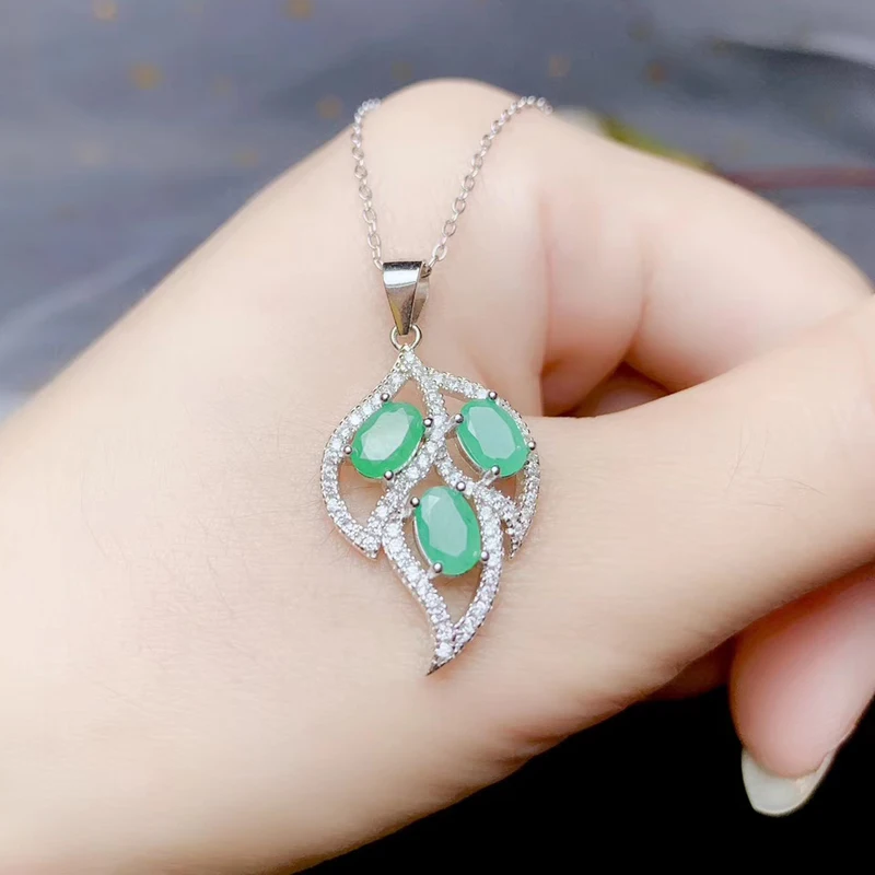 Женская подвеска из 100% натурального изумруда 3 шт. Замбии 925 деталь для молодых