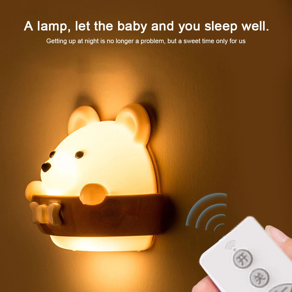 

Gifts Children Toy Portable Baby Bedroom Night Light Sleeping Reading Modern Easy Install USB Charging Bear Shaped For Kids