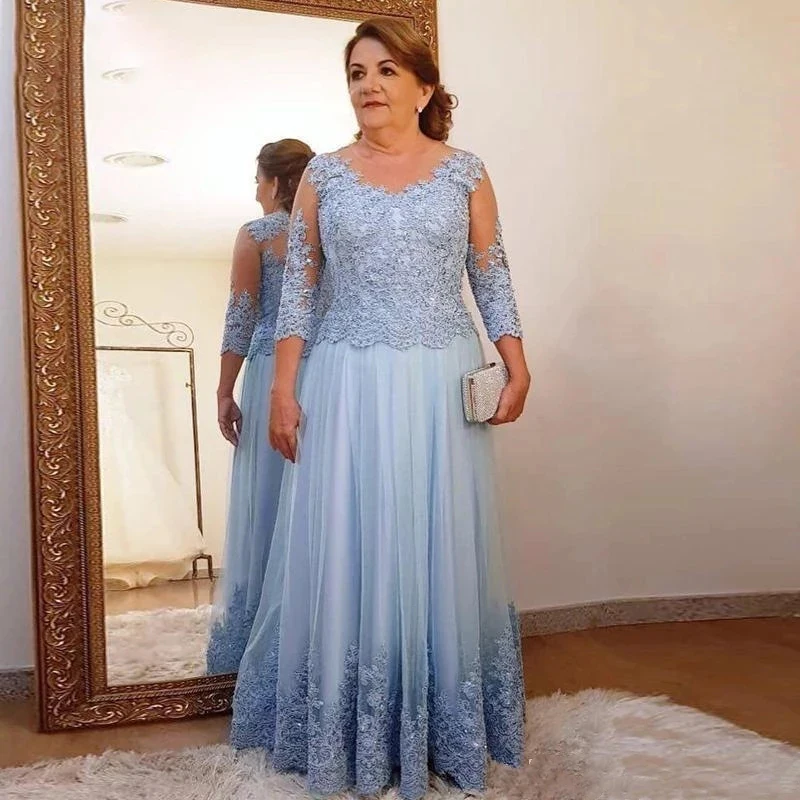 Женское платье для матери невесты свадебное вечернее с кружевной аппликацией и