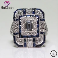 huisept trendy women ring 925 silver jewelry geometric shape sapphire zircon gemstone rings for wedding party ornament wholesale
