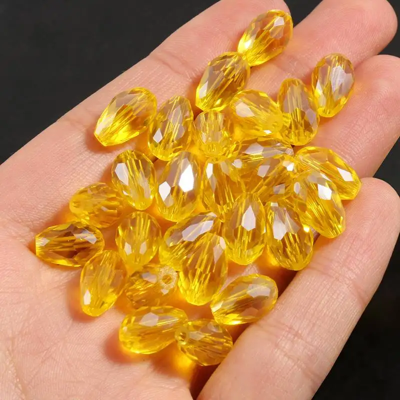 

Natural Stone Yellow Drop Shape Crystal Loose Beads For Jewelry Making Handmade Diy Bracelet Necklace 8*12mm 15 Inches Wholesale