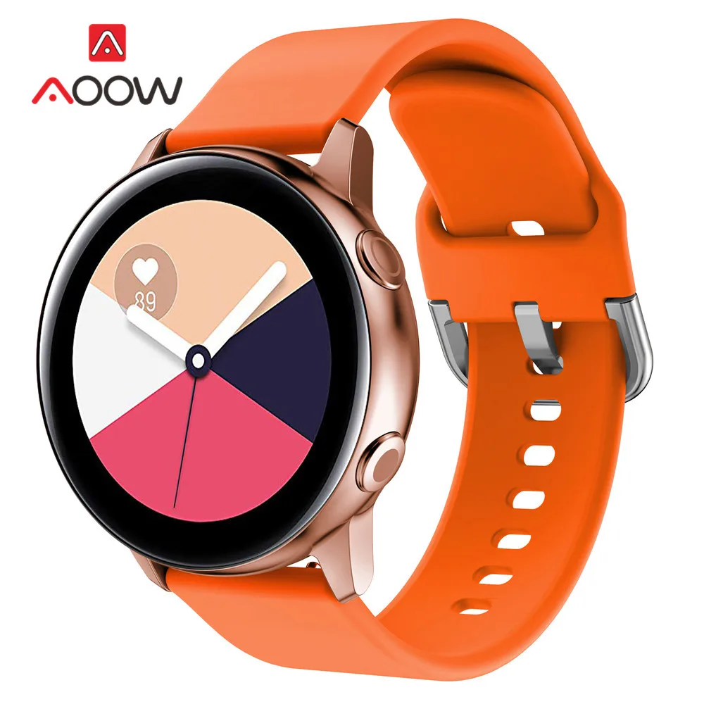 20 мм силиконовый ремешок для часов samsung Galaxy Watch Active 2 42 мм gear S2 huawei Garmin Amazfit Active2 сменный Браслет ремешок