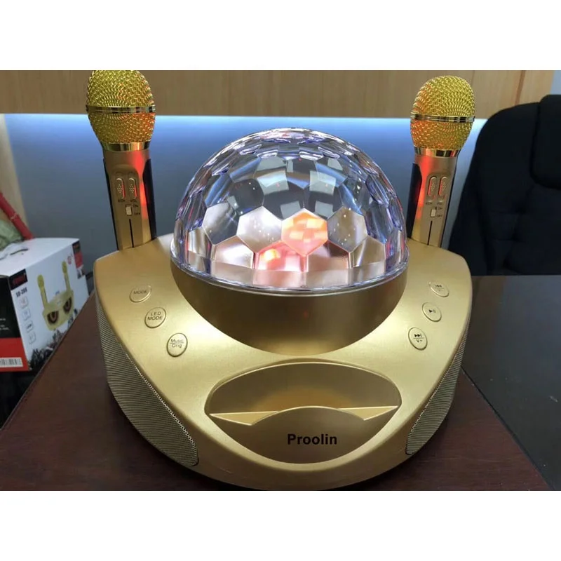 

Loud BT wireless speaker 30W ,Double Microphone Karaoke family Ktv with disco light new design Microphone optional