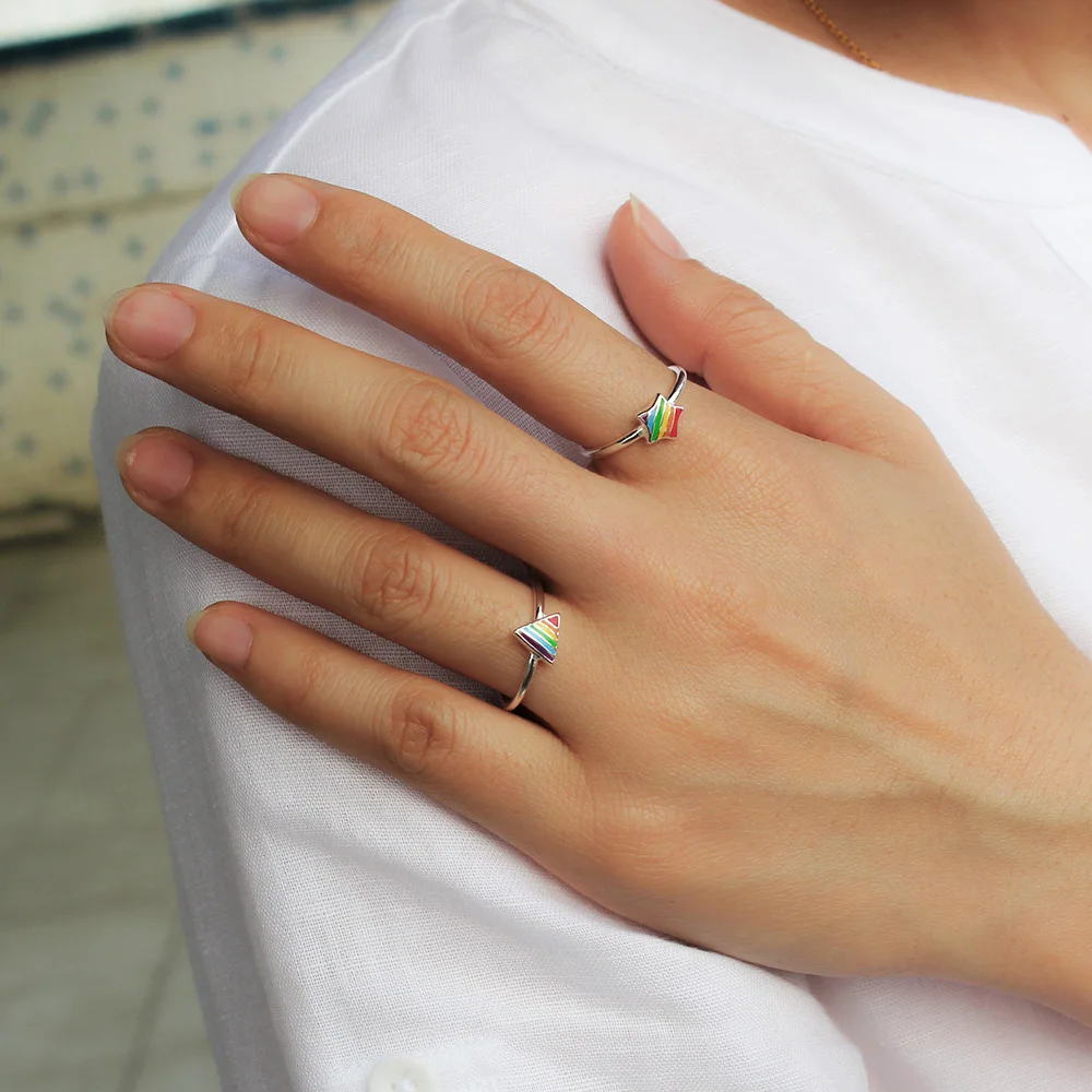 Trusta 100% Серебро 925 пробы модные ювелирные изделия Радужный треугольник звезда