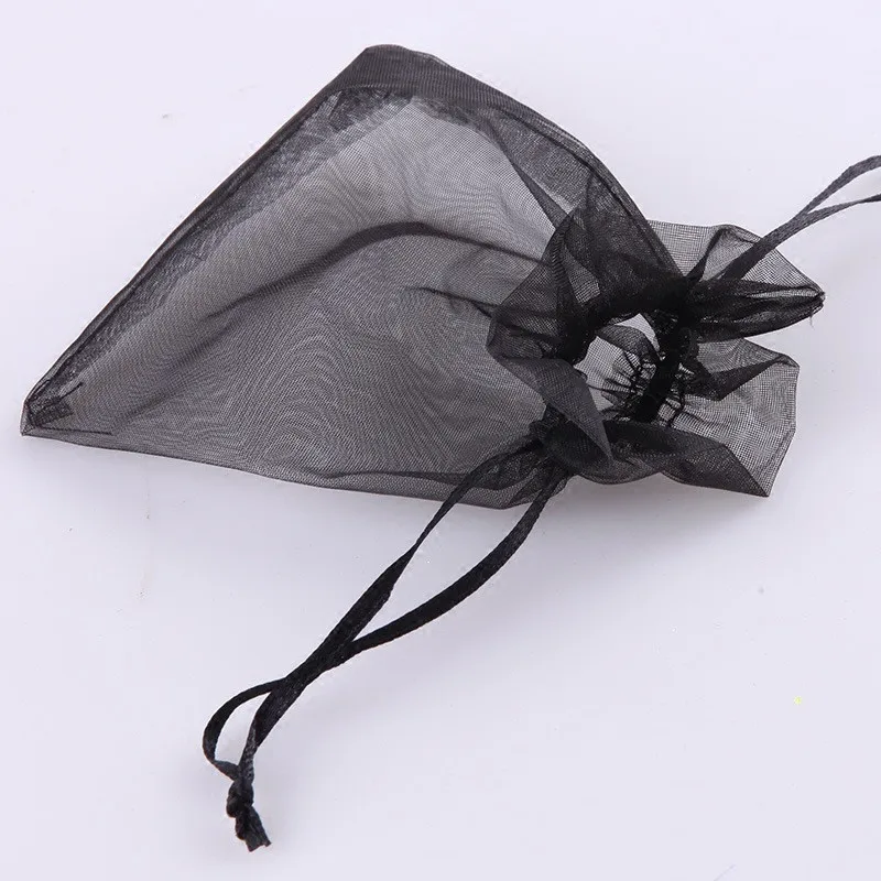 100 шт Черная органза 7x9 9x12 10x15 13x18 см сумки из органзы упаковка ювелирных изделий сумки Свадебный декор Drawable Сумки Подарочные Пакеты