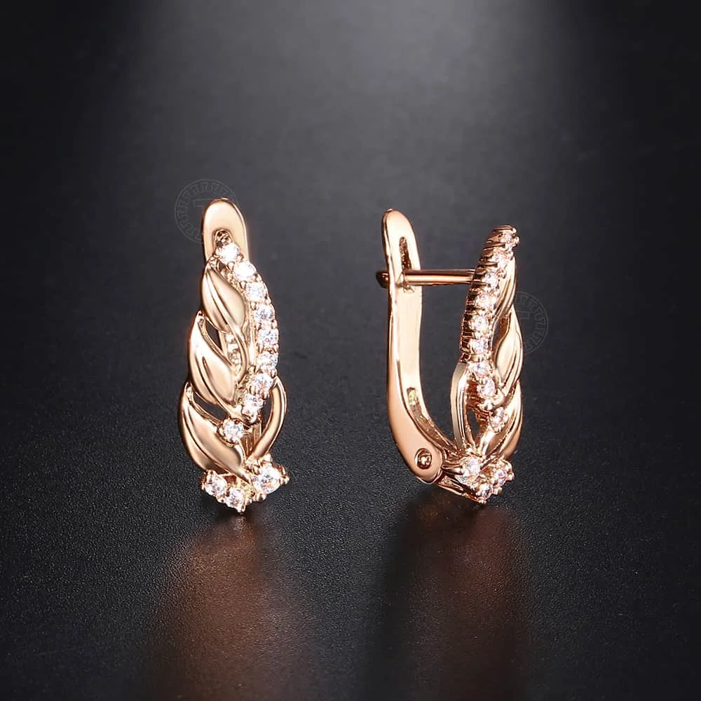 Новые модные серьги гвоздики в форме листьев для женщин и девушек 585 розовое