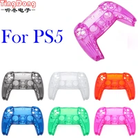 replacement full set buttons transparent front back housing shell case cover suit for ps5 ps5 gamepad controller