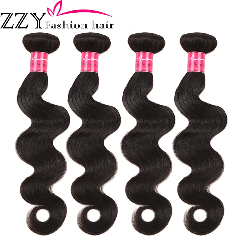 ZZY Fashion Brazilian Hair Weave Body Wave 4 Bundles Human Hair Bundles Extensions Bundles for Black Women Remy Human Hair