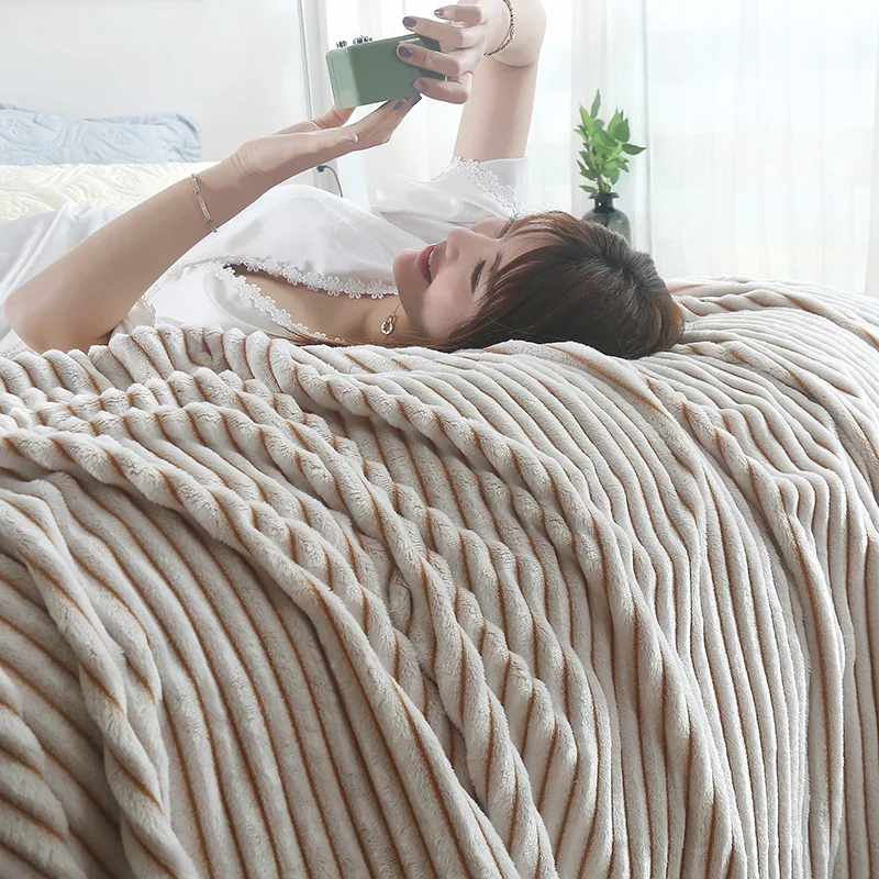 Green Stripe Blanket Bedding Sheet Queen King Travel for Bed Adult Bedspread Sofa Throw |