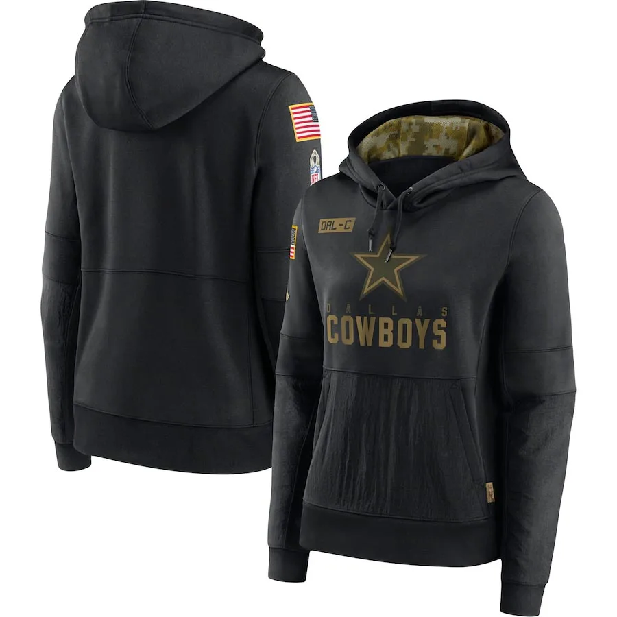 

Dallas Women's 2020 Salute to Service Cowboys Black Performance Pullover Hoodie