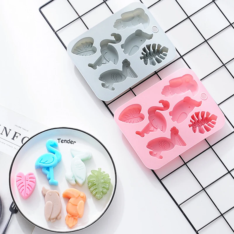 

Monstera Leave Flamingo Shape Silicone Chocolate Mould Ice Tray Cake Decorating Baking Tools Cake Jelly Candy Mold Kitchen Tools
