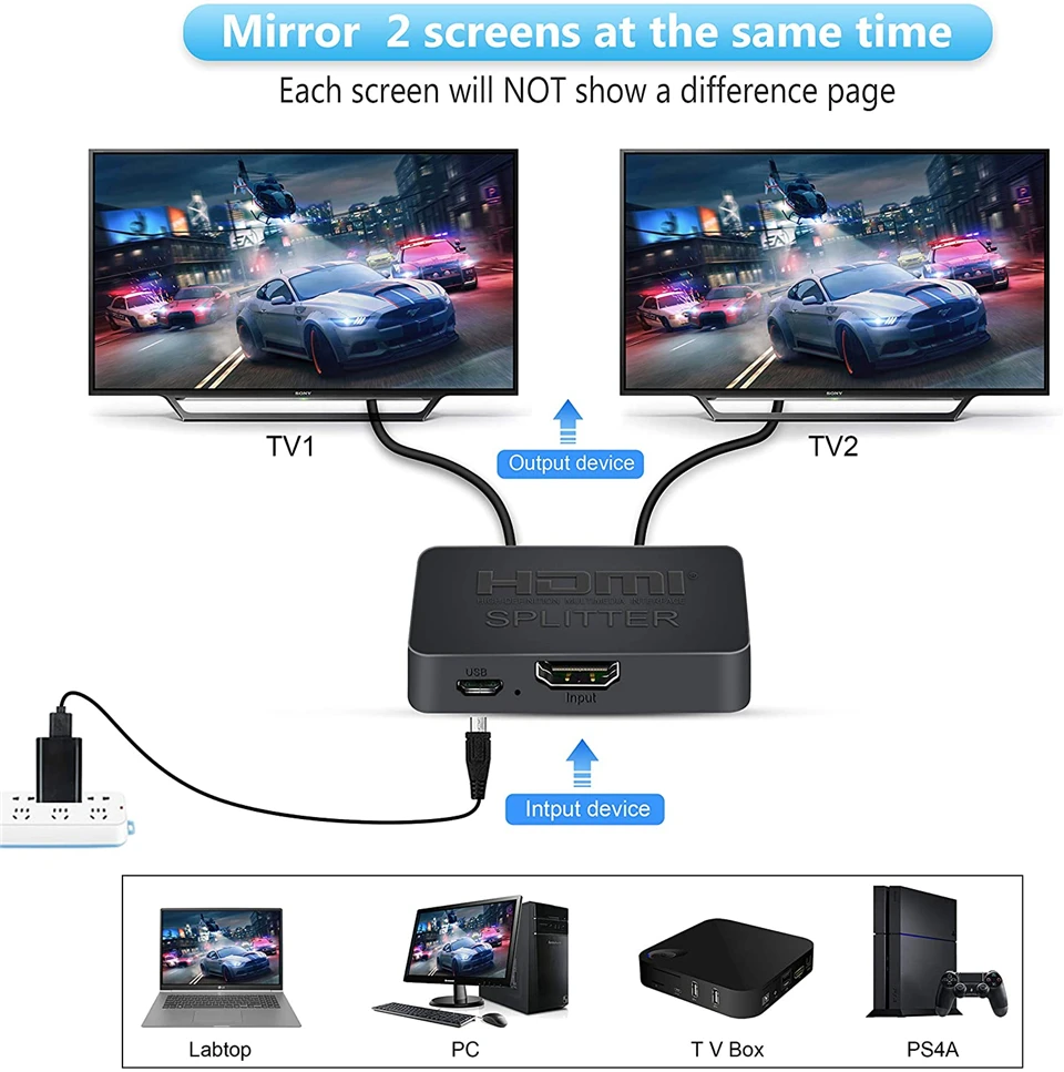 2022 best 4k hdmi splitter 1x2 hdmi 2 0 splitter 1 in 2 out hdmi amplifier switch hdr hdmi2 0 splitter for ps4 apple tv xbox ps5 free global shipping