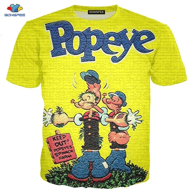 

2021 New 3D Summer Fitness Men's T-Shirt Funny Anime Popeye tshirt Pipe Gangster Brother Shirt Cool Captain Smoking Tees