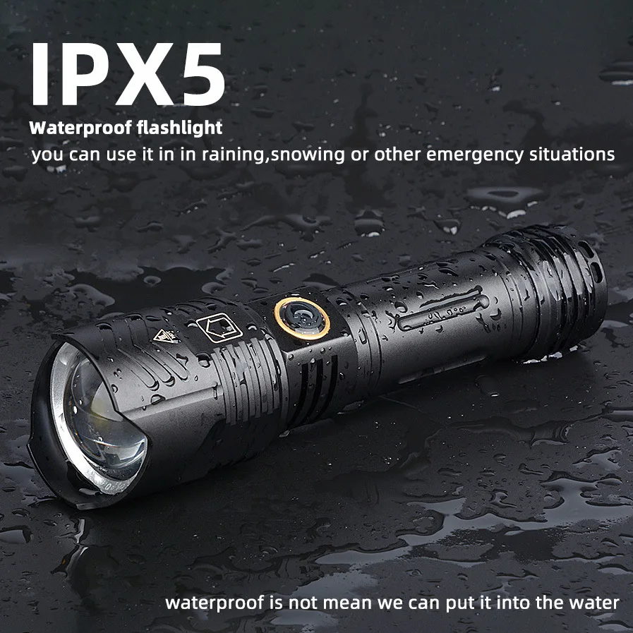 Фонарик XHP199.9 18650 лм светодиодный 16-ядерный водонепроницаемый IPX6 с зумом 5 режимов