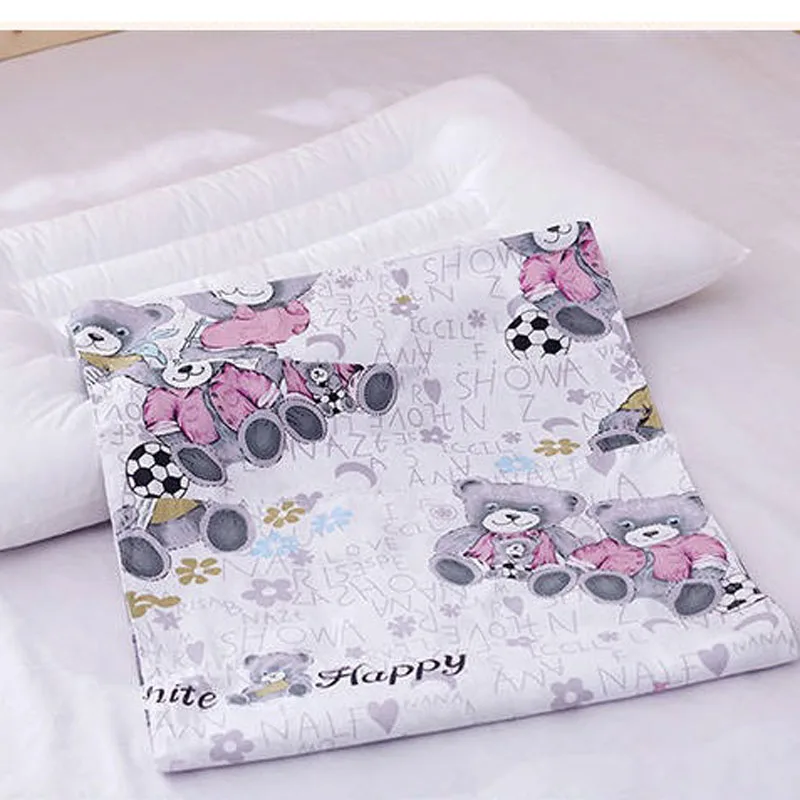 4 Colors Cartoon Cotton Kids Pillow Soft Washable Baby Sleeping Head Cushion Lengthen Rectangle Toddler Pillow Portable Headrest