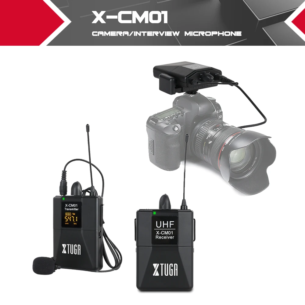 XTUGA UHF Беспроводной петличный микрофон с 16 Каналы поставляется двумя 3 5 мм кабелей