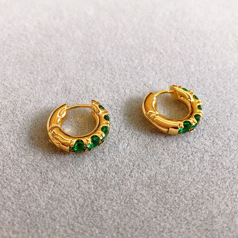 kshmir 2021 Bohemian style micro-inlaid zircon circle gold metallic copper earrings light luxury women's party jewelry | Украшения и